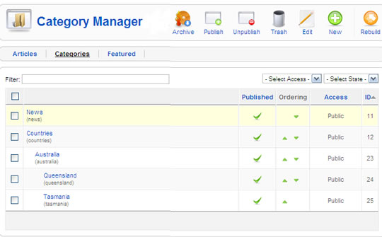 Joomla 1.6 Content Categories