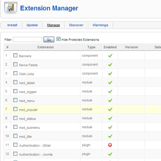 Joomla Menus