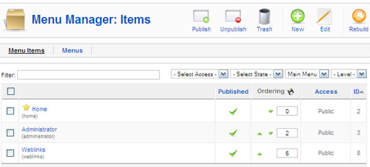 Joomla Menus